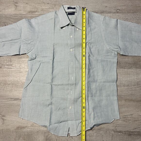 Vintage GANT Button Down Shirt Mens 16-34 Green White Stripes Long Sleeve - Picture 4 of 7